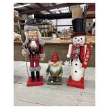 Collection of  Wooden Nutcrackers, Gnome, Snowman