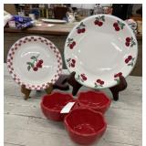 Cherry themed Plate and Saucer, etc