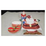 Santa Platter, Sugar Bowl, Stocking Plate Spreader