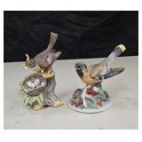 2 Ceramic Bird Figurines. One Andrea by Sadek