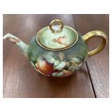 Fruit Pattern Teapot Green Gold Trim Teapot