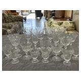 20 pc.vintage etched crystal glasses, produced in