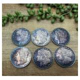 6 REPLICA Morgan Silver Dollar Coins, Decorative