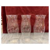 3 pc. clear glass hurricane chimney shades.