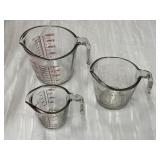 3 Anchor Hocking Glass Measuring Cups