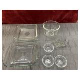 7 pc. Glass kitchenware : casserole dishes,