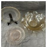 3pc. Glassware, 2 Pink Depression Glass Pieces