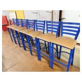 7 Blue Metal Bar Stool Chairs with Tan