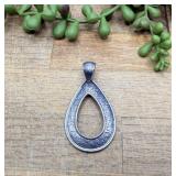 Sterling Silver Textured Open Teardrop Pendant,