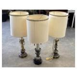 3 Large Vintage Stiffel Brass Lamps
