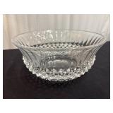 Vintage Crystal Serving Bowl With Diamond Pattern