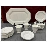 25 pc. Nikko Classic White Octagonal Platter and