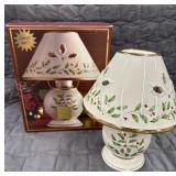 Lenox Holiday Candle Lamp featuring a holly berry