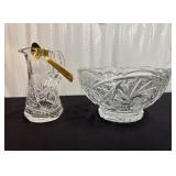 Brilliant Cut Glass Pitcher and Gold-Plated