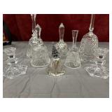 8 clear glass bells, and a Christmas bells. Two
