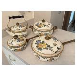 Vintage Asta Floral Enamelware Cooking Set