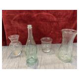 4 pc. vintage Hoosier Glass vase, ribbed design,