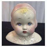 Vintage Ceramic Doll Head Planter.