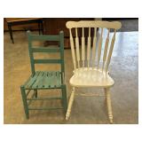 2 Wooden Chairs (White, Teal)