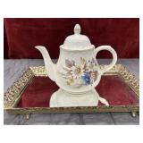 Vintage Arthur Wood Teapot w/Crystal Candlesticks