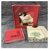 Lenox Holiday porcelain napkin holder featuring a