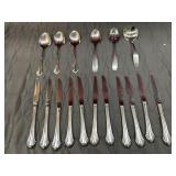 17pc Vintage flatware set, serving spoons and
