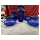 5 pc. Cobalt Blue glass vase set