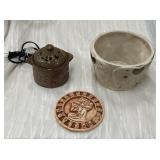 Hand-Glazed Pot, Fragrance Jar, Mayan Plaque