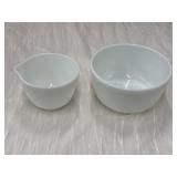 Vintage Pyrex White Milk Glass Mixing Bowl 2pc Set