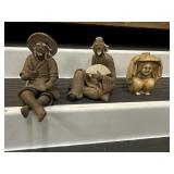 2 vintage mini Chinese Shekwan clay mud men