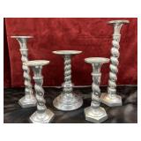 5 Pewter Twisted Spiral Pillar Candle Stands
