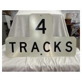 4 Tracks Railroad crossing sign, specifically