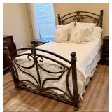 Full Size Ornate Metal Bed with Tempur Pedic