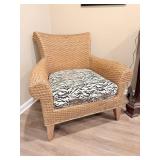 Oversized Wicker Arm Chair with Zebra Print