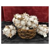 7 pc.Pier 1 cotton balls decor.and bamboo wicker