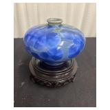 Cobalt Blue Crystalline Glaze Art Pottery Vase
