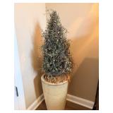 Tall Tan Planter with Faux Topiary