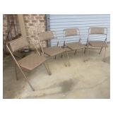 4 Vintage Samsonite Tan Metal Folding Chairs