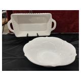 2 pc. TRS brand white ceramic bowl and white