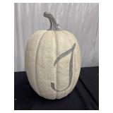 Decorative White Pumpkin with Silver Glitter