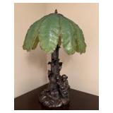 Bronze Tone Monkey Lamp with Leaves Shade