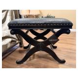 Black Faux Alligator Leather Stool by Coast to