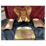 4 pc.handcrafted copper planters featuring a