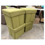 Four Olive Green foldable faux leather storage
