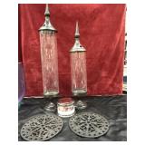 4 pc. tall, slender glass candle lantern with a