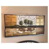 Long Canvas of 4 Trees & Landscape Scene, Silver