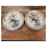 Two Hand-painted plate features a whimsical green