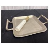 Square Shaped Aluminum Serving Tray with Knife