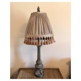 Table Lamp with Brown Tassel Shade, Works Fine (2