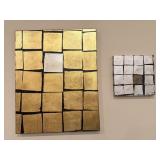 Pair of Helen Bolin Signed Geometric Gold/Silver